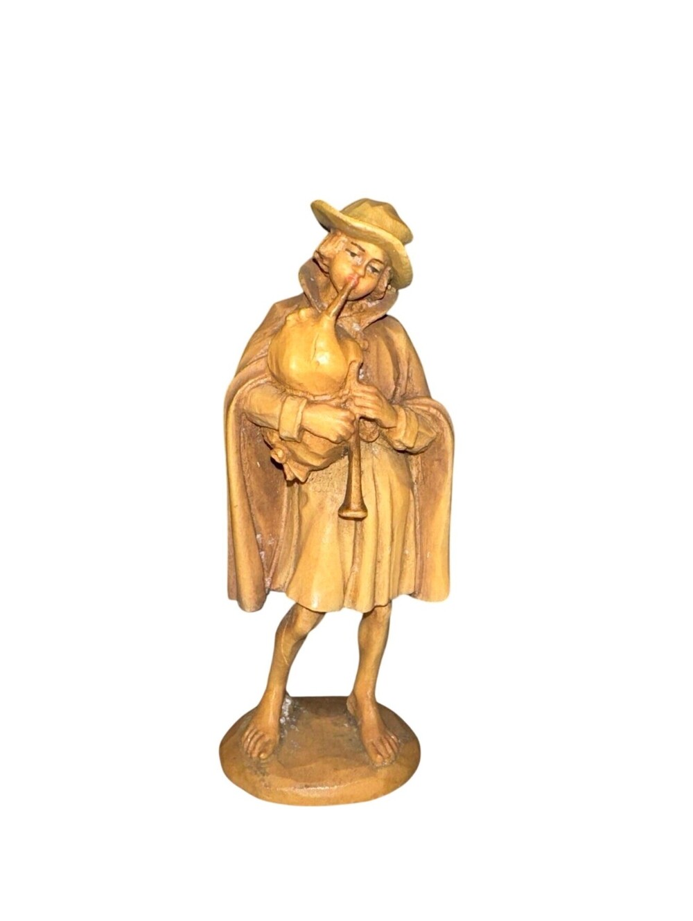 Anri 4" Hand Carved In Italy Shepherd & Bag Pipes Kuolt Nativity Man Wood
